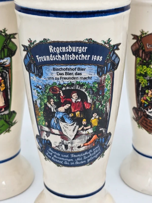 Zestaw 7 kolekcjonerskich kufli ceramicznych Regensburger Freundschaftsbecher – 0,5 L