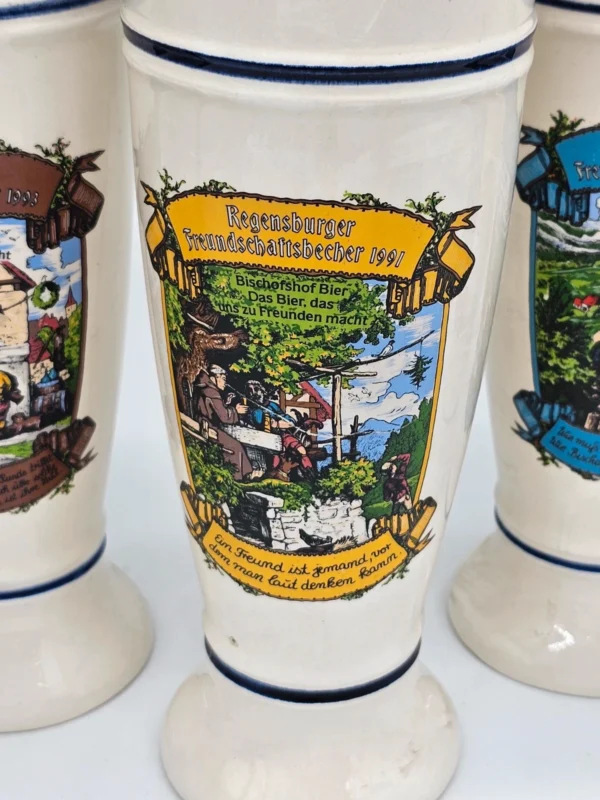 Zestaw 7 kolekcjonerskich kufli ceramicznych Regensburger Freundschaftsbecher – 0,5 L