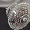 Dwupoziomowa patera z tłoczonego szkła – styl retro vintage