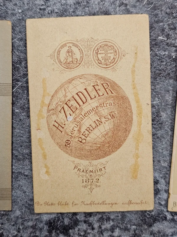 Zestaw 3 fotografii typu Carte de visite z Berlina (ok. 1870–1900)