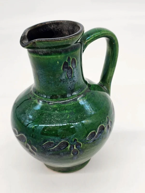 Dzbanek ceramiczny zielony z ażurowym wzorem – 17 cm