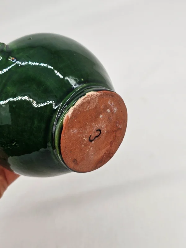 Dzbanek ceramiczny zielony z ażurowym wzorem – 17 cm