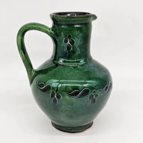 Dzbanek ceramiczny zielony z ażurowym wzorem – 17 cm