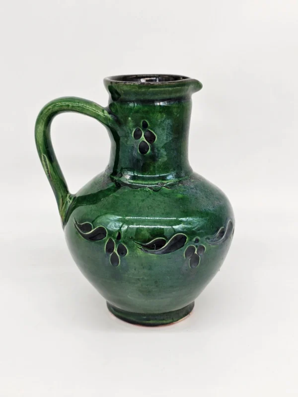 Dzbanek ceramiczny zielony z ażurowym wzorem – 17 cm