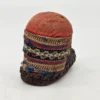 Miniaturowy but regionalny z materiału i skóry – etniczny przedmiot dekoracyjny, 8×6 cm