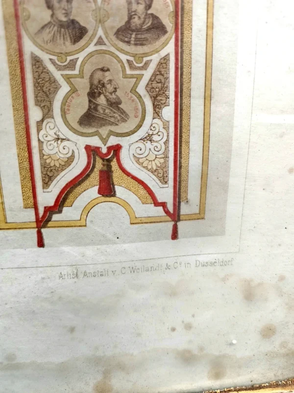 Rama złocona + grafika religijna „Concilium Vaticanum” C. Scheurena, XIX w., 54x68 cm