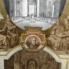 Rama złocona + grafika religijna „Concilium Vaticanum” C. Scheurena, XIX w., 54x68 cm
