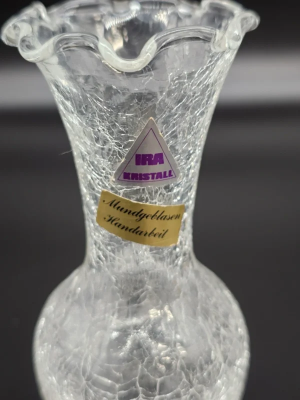 Wazon IRA Kristall – szkło krakelowane, ręcznie dmuchane, Niemcy, 18 cm