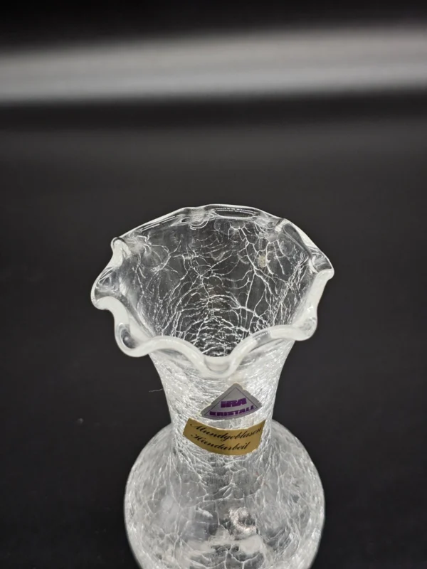 Wazon IRA Kristall – szkło krakelowane, ręcznie dmuchane, Niemcy, 18 cm