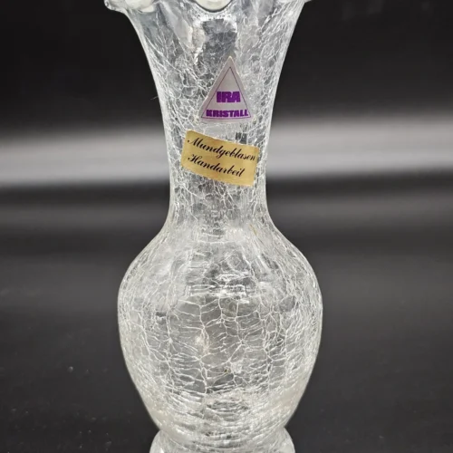 Wazon IRA Kristall – szkło krakelowane, ręcznie dmuchane, Niemcy, 18 cm