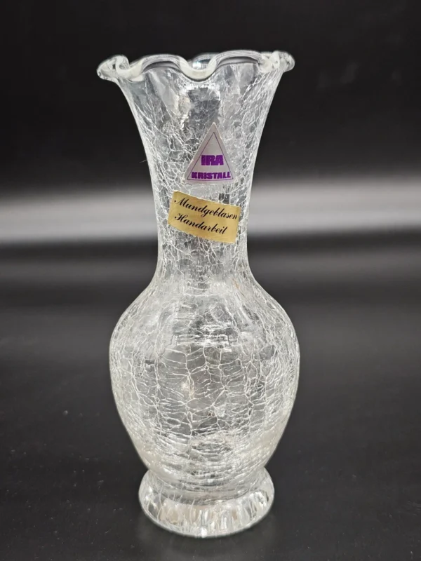 Wazon IRA Kristall – szkło krakelowane, ręcznie dmuchane, Niemcy, 18 cm
