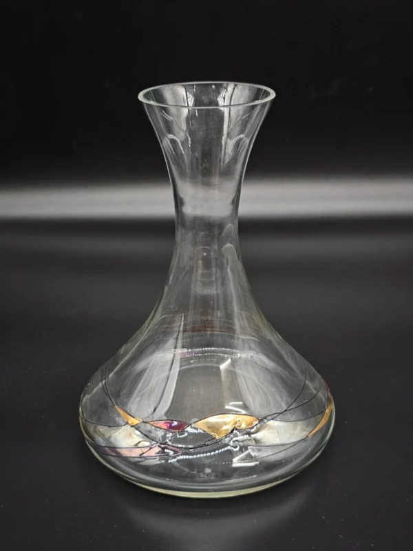 Wazon – szklany dekanter z ręcznie zdobionym ornamentem, 23 × 17 cm
