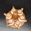 Rustykalny zestaw: 6 ceramicznych kieliszków z podstawką – handmade, ok. 50 ml