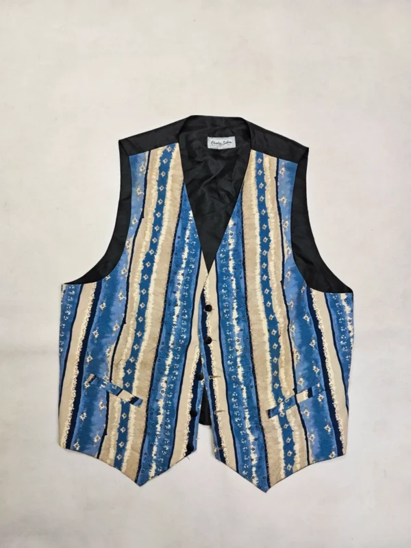 Kamizelka męska Perica Made in Italy, beżowa z czarnymi lamówkami, r. ok. L/XL