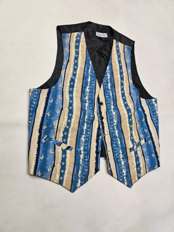 Kamizelka męska Perica Made in Italy, beżowa z czarnymi lamówkami, r. ok. L/XL