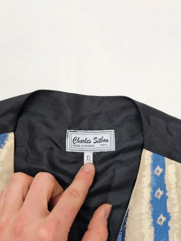 Kamizelka męska Perica Made in Italy, beżowa z czarnymi lamówkami, r. ok. L/XL