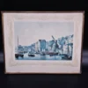 Obraz „Neuer Krahn – Broschek Hamburg”, litografia w ramie mosiężnej 24x30 cm