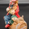 Skarbonka ceramiczna – grający klaun z psem, na beczce – wys. 17 cm