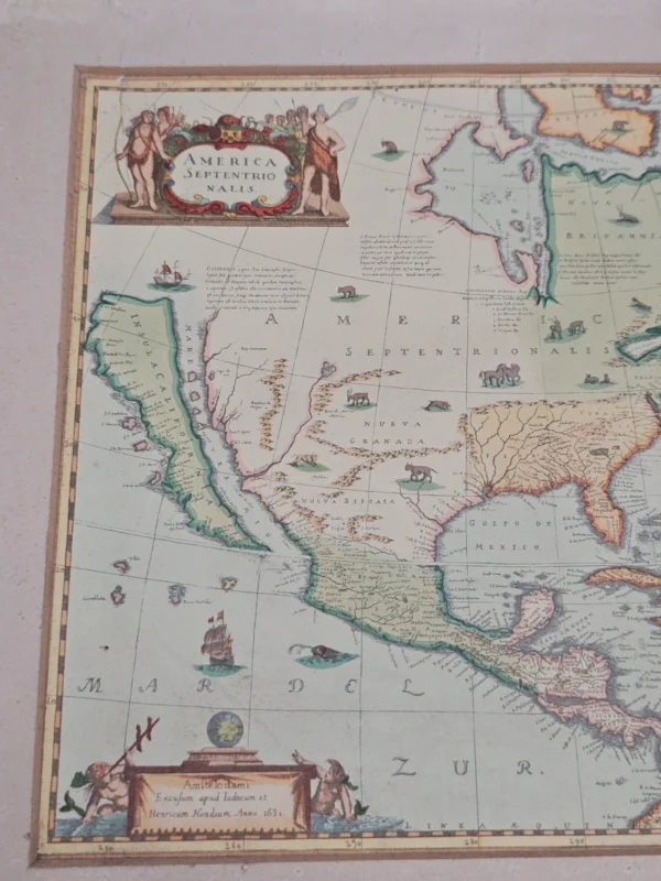 Dekoracyjna reprodukcja mapy „America Septentrionalis” 1631 r., format 40 × 37 cm