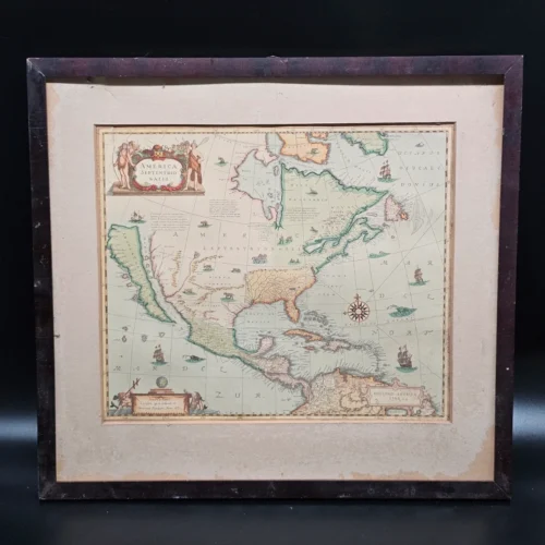 Dekoracyjna reprodukcja mapy „America Septentrionalis” 1631 r., format 40 × 37 cm
