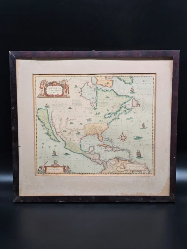 Dekoracyjna reprodukcja mapy „America Septentrionalis” 1631 r., format 40 × 37 cm