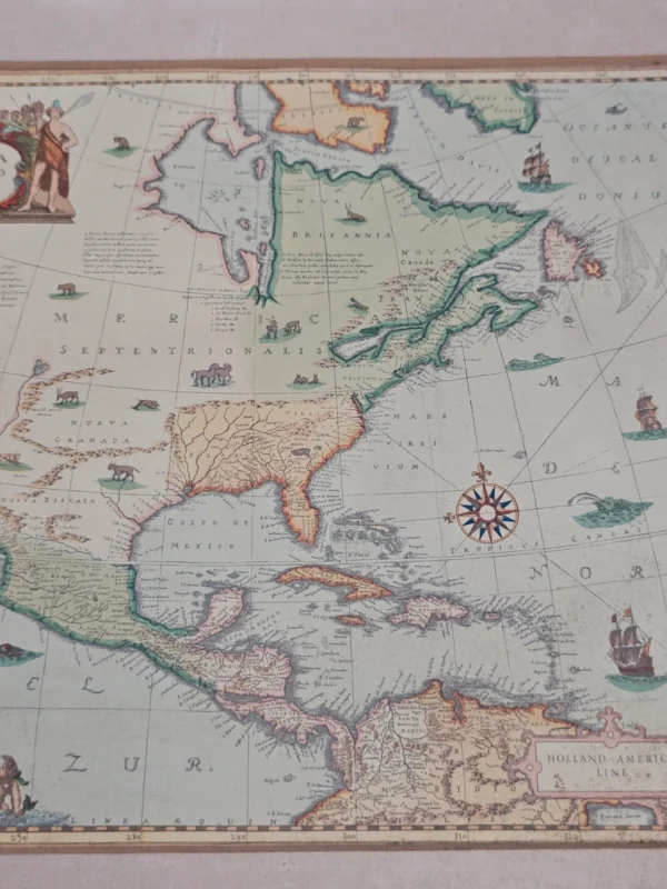 Dekoracyjna reprodukcja mapy „America Septentrionalis” 1631 r., format 40 × 37 cm