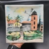 Dekoracyjna płytka ceramiczna z malowanym wiatrakiem