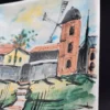 Dekoracyjna płytka ceramiczna z malowanym wiatrakiem