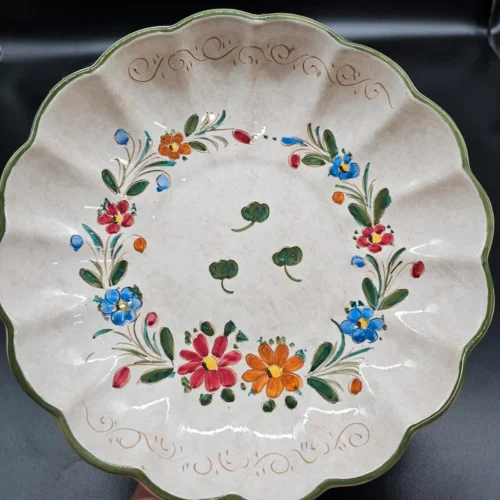 Ręcznie malowana ceramiczna misa dekoracyjna 41 cm – wzór kwiatowy, do powieszenia