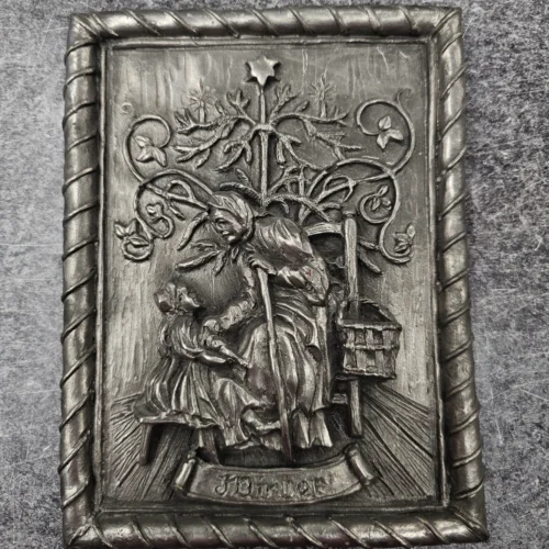 Metalowa płaskorzeźba "Mutter" dekoracja vintage 16x21 cm