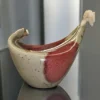 Ceramiczna lampa naftowa, sygnowana, rękodzieło artystyczne, 15×16 cm