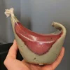 Ceramiczna lampa naftowa, sygnowana, rękodzieło artystyczne, 15×16 cm