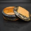 Japońska szkatułka lakierowana z lat 30. XX w. styl maki-e i plecionka bambusowa 17x9 cm