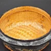 Japońska szkatułka lakierowana z lat 30. XX w. styl maki-e i plecionka bambusowa 17x9 cm