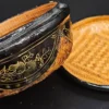 Japońska szkatułka lakierowana z lat 30. XX w. styl maki-e i plecionka bambusowa 17x9 cm