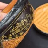 Japońska szkatułka lakierowana z lat 30. XX w. styl maki-e i plecionka bambusowa 17x9 cm