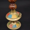 Orientalna miniaturowa fajka wodna mosiężno-drewniana z kolorowym zdobieniem – Nonabel