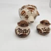Ceramiczny zestaw „Schweineset”  świnka na tatar z solniczką i pieprzniczką – ręcznie malowany