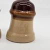 Ceramiczne solniczka i pieprzniczka w stylu rustykalnym – brązowo-beżowe, 8 cm