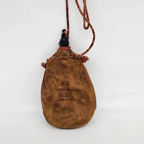 Hiszpańska skórzana manierka B.B.B. Albacete – kolekcjonerska, vintage
