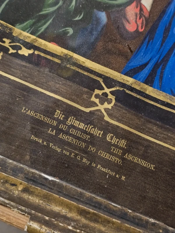 Antyczna grafika „Wniebowstąpienie Chrystusa” E.C. May, Frankfurt a.M., XIX/XX w.