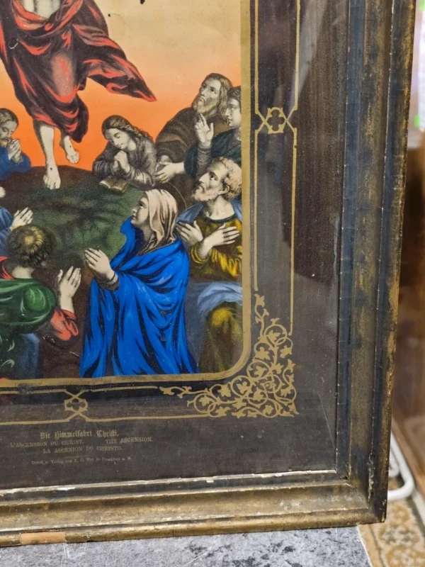 Antyczna grafika „Wniebowstąpienie Chrystusa” E.C. May, Frankfurt a.M., XIX/XX w.