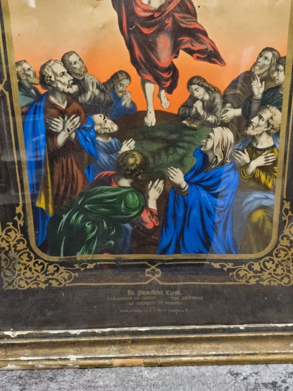 Antyczna grafika „Wniebowstąpienie Chrystusa” E.C. May, Frankfurt a.M., XIX/XX w.