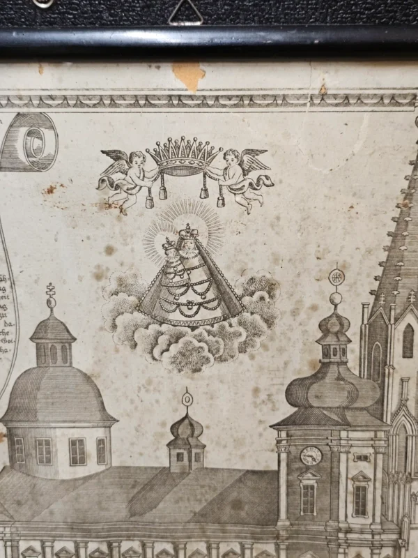 Stara grafika – Mariazell (Austria) XIX wiek, sygnowana