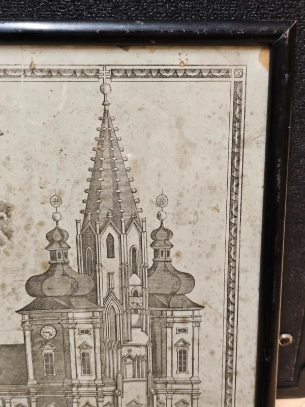 Stara grafika – Mariazell (Austria) XIX wiek, sygnowana