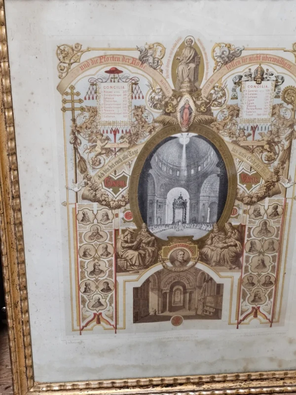 Stara litografia – Sobory Powszechne, Watykan, 1869 – C. Scheuren, Düsseldorf / C.F. Calow, Köln