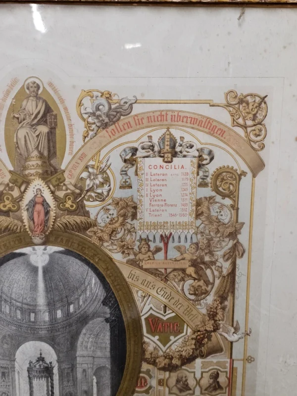 Stara litografia – Sobory Powszechne, Watykan, 1869 – C. Scheuren, Düsseldorf / C.F. Calow, Köln