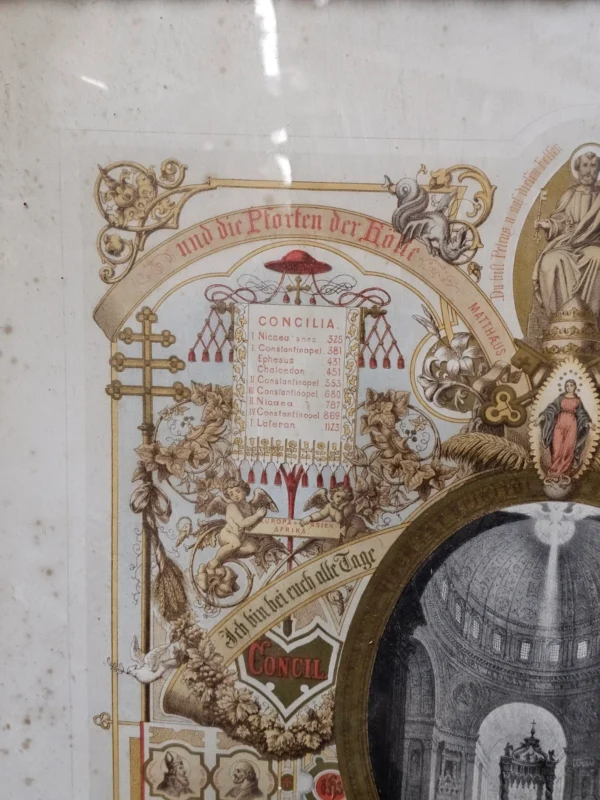 Stara litografia – Sobory Powszechne, Watykan, 1869 – C. Scheuren, Düsseldorf / C.F. Calow, Köln