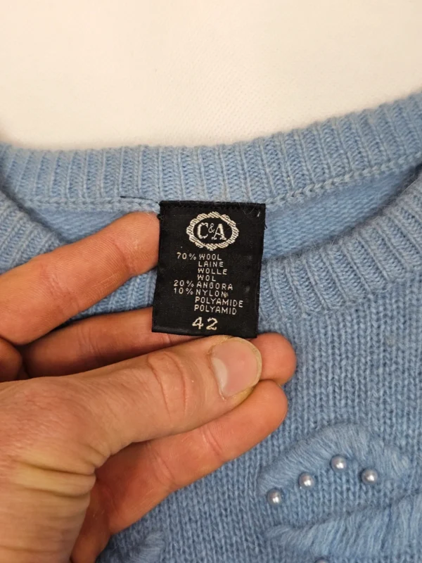 C&A komplet damski 70% wełna + angora – rozmiar 42, błękitny