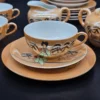 Komplet japońskiej porcelany – 21-elementowy zestaw herbaciano-kawowy z motywem gejszy, 6-osobowy